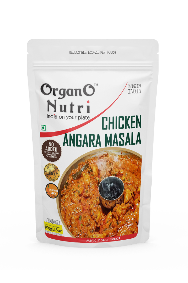 OrganoNutri Chicken Angara Masala | 100g | Reclosable Eco-Zipper Pouch